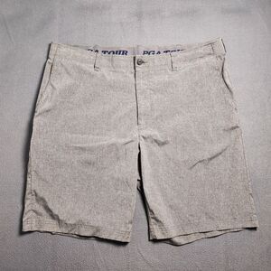 PGA Tour Golf Short Men 40 Gray 10" Inseam Flat Front
